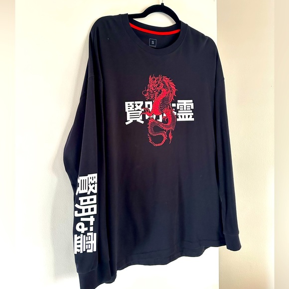 3/50$ Black long-sleeve / size large / unisex / drop shoulder sweater - Picture 1 of 12